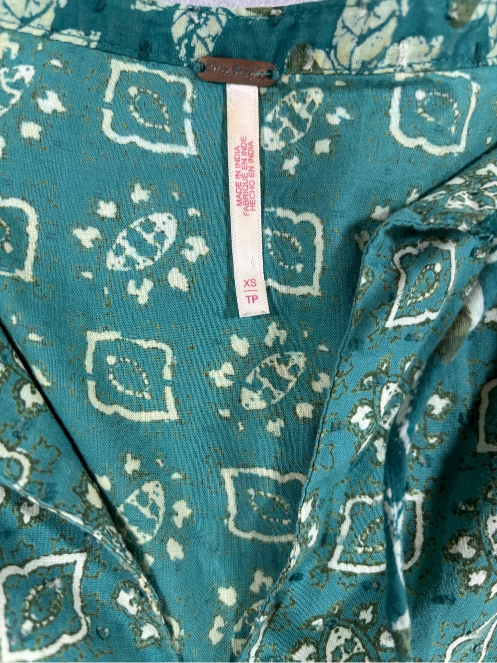 Free People Hazy Maisy Teal Patterned Maxi Dress cotton XS - Picture 3 of 12